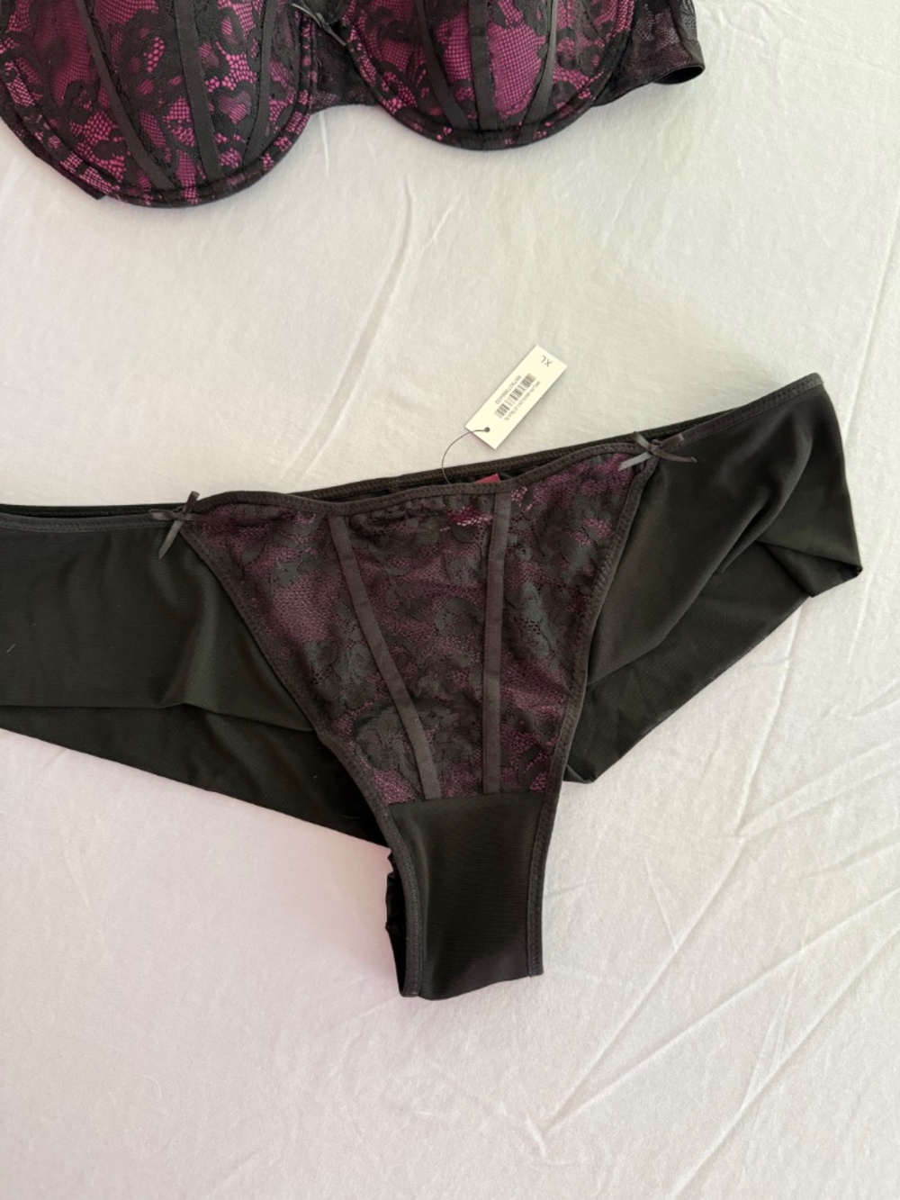 Hot Pink & Black Lace Push Up Bra Set - Adore Me - Size 38C, New - Picture 6 of 9